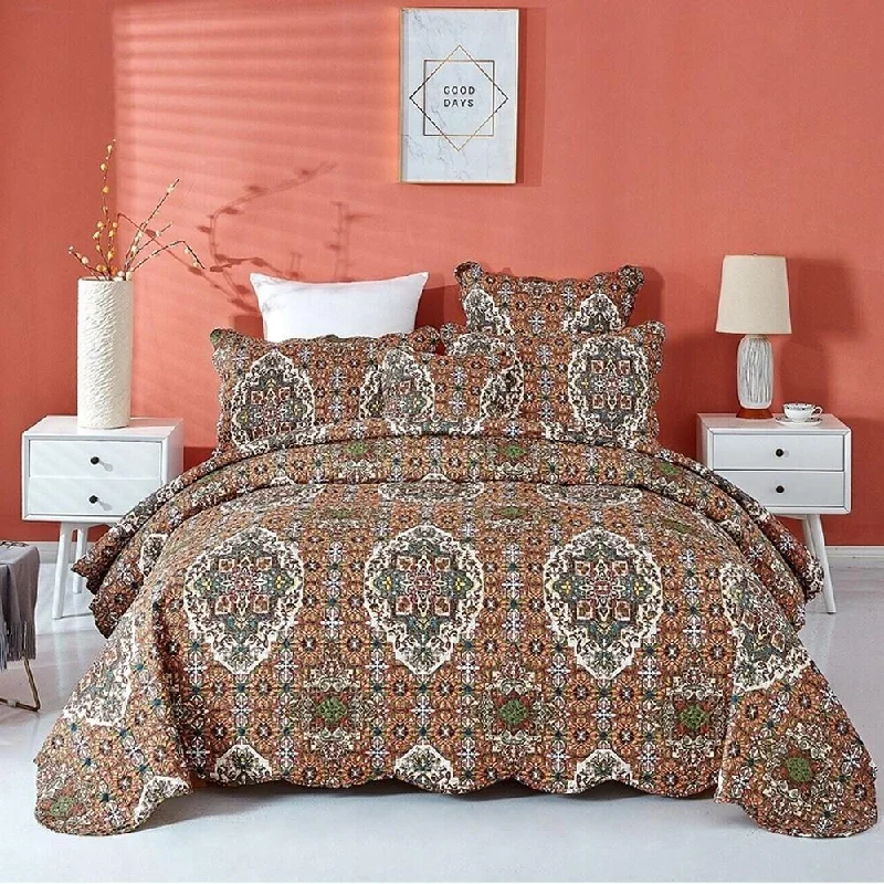 Wool blankets with natural warmth and insulationWool blankets with natural warmth and insulationCal King Moroccan Rustic Cross Scalloped Quilted Bedspread Set Brown
