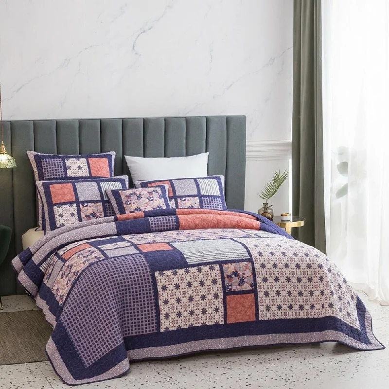 Chenille blankets with a thick and fuzzy textureChenille blankets with a thick and fuzzy textureFull Spring Blossom Patchwork Cotton Floral Bedspread Set Purple