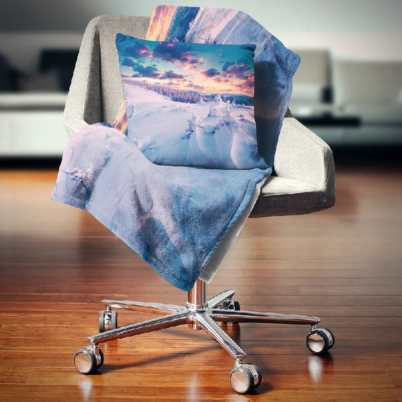 Chenille blankets with a thick and fuzzy textureChenille blankets with a thick and fuzzy textureDesignart 'Winter in Carpathian Mountains' Landscape Photography Throw Blanket
