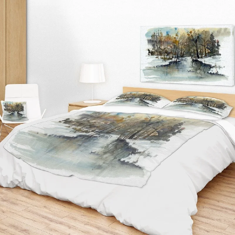 King - size blankets to cover large beds comfortablyKing - size blankets to cover large beds comfortablyDesignart 'River in Woods Watercolor' Landscape Painting Throw Blanket