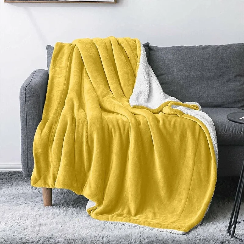 Recycled polyester blankets for an eco - conscious optionRecycled polyester blankets for an eco - conscious optionQueen Throw Faux Fur Reversible Sherpa Fleece Blanket Ochre