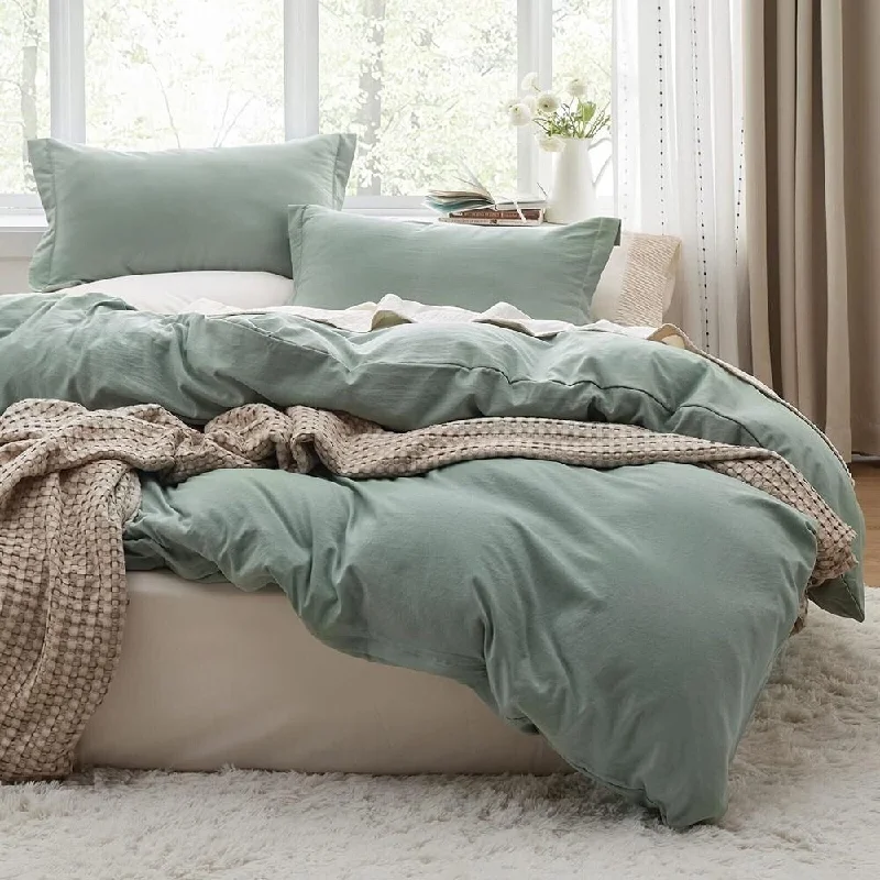 Cotton blankets for breathability and a lightweight feelCotton blankets for breathability and a lightweight feel3pc Cal King Duvet Cover Set Soft Sage Green
