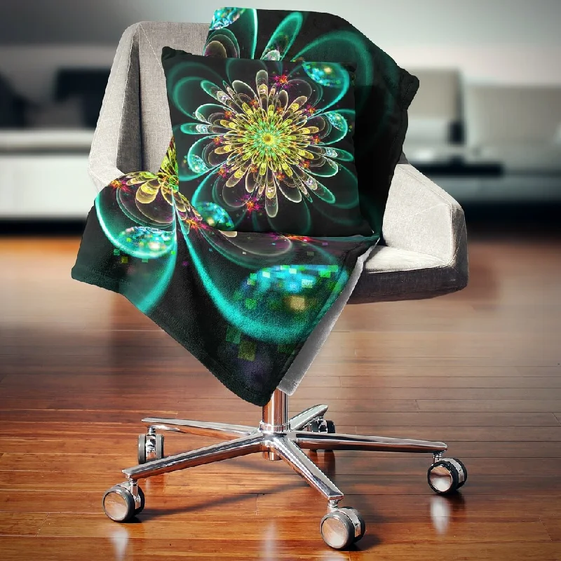 King - size blankets to cover large beds comfortablyKing - size blankets to cover large beds comfortablyDesignart 'Perfect Shiny Fractal Flower in Green' Floral Throw Blanket