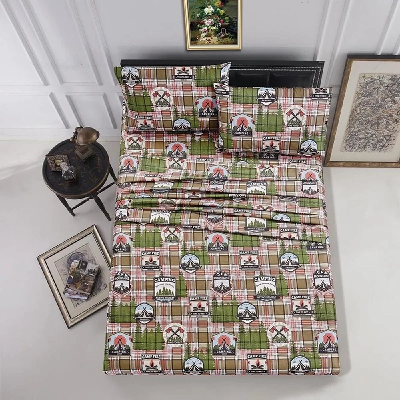 Synthetic fiber blend blankets for a budget - friendly choiceSynthetic fiber blend blankets for a budget - friendly choice4pc Queen Size Country Cabin Lodge Camping Outdoor Green