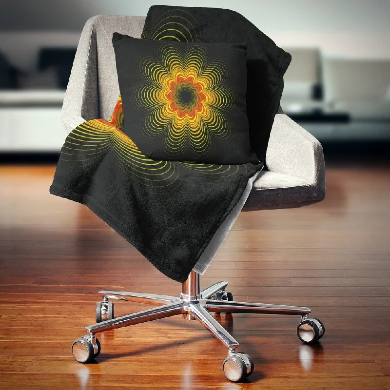 Chenille blankets with a thick and fuzzy textureChenille blankets with a thick and fuzzy textureDesignart 'Psychedelic Yellow Fractal Flower' Floral Throw Blanket