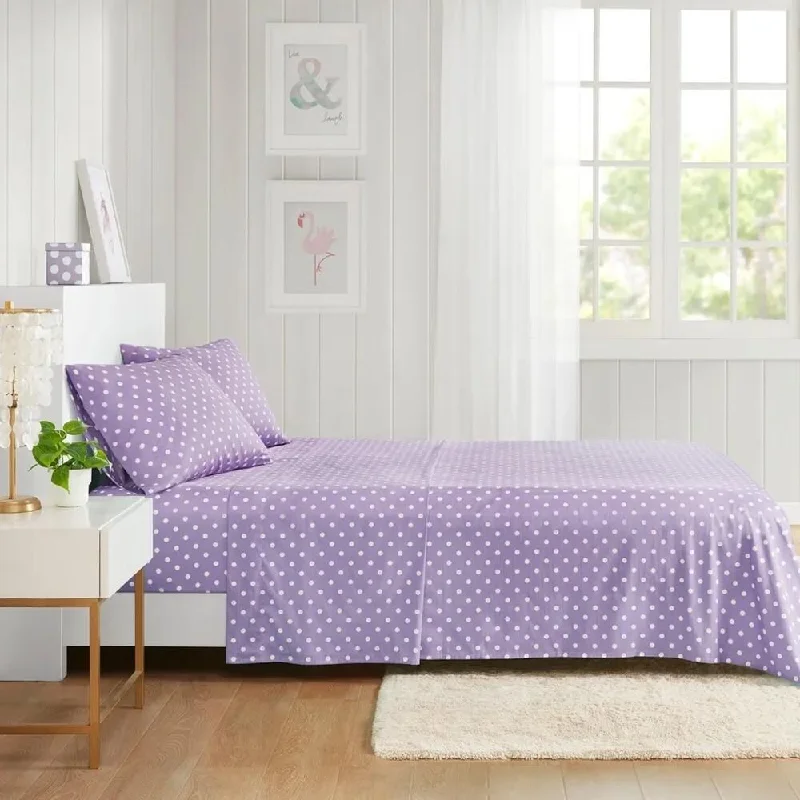 Bamboo fiber blankets with natural antibacterial propertiesBamboo fiber blankets with natural antibacterial propertiesTwin Polka Dot Printed 100% Cotton Deep Pocket Sheet Set Purple