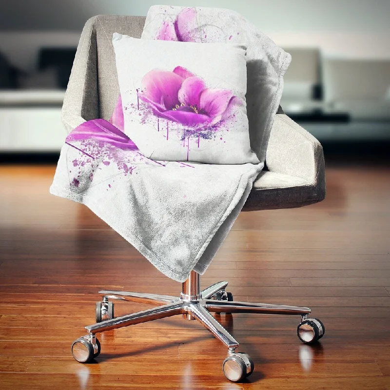 Wool blankets with natural warmth and insulationWool blankets with natural warmth and insulationDesignart 'Purple Watercolor Poppy Flower' Floral Throw Blanket