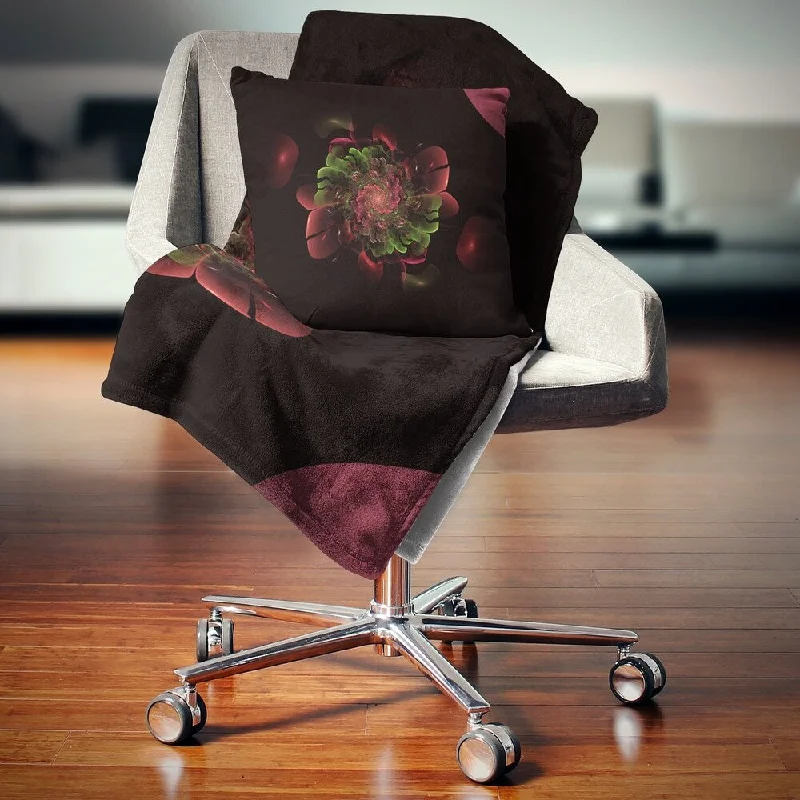 Cotton blankets for breathability and a lightweight feelCotton blankets for breathability and a lightweight feelDesignart 'Dark Purple Rounded Fractal Flower' Floral Throw Blanket