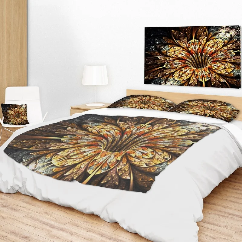 Rayon from bamboo blankets for a silky and breathable feelRayon from bamboo blankets for a silky and breathable feelDesignart 'Golden Shiny Fractal Flower' Floral Throw Blanket