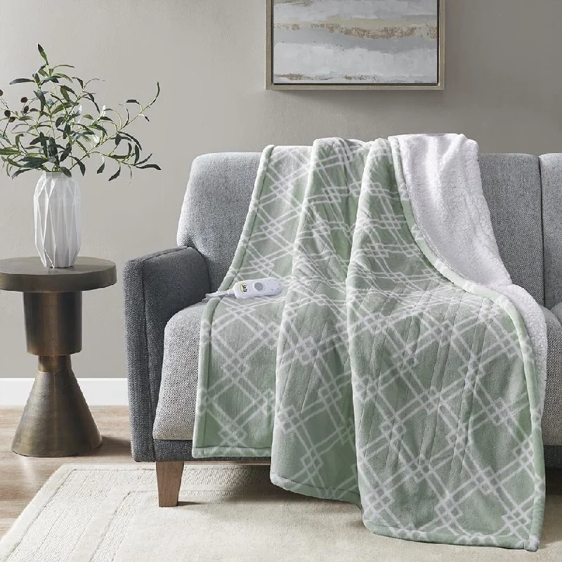 Queen - size blankets for standard - sized bedsQueen - size blankets for standard - sized beds50" x 60" Printed Plush Electric Heated Throw Blanket Seafoam