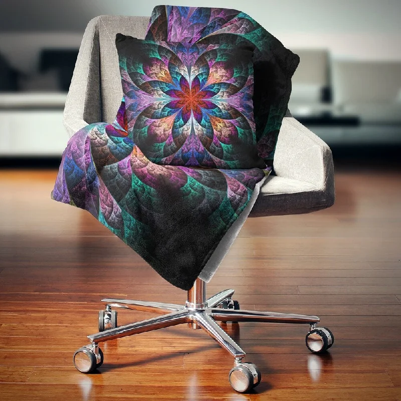 King - size blankets to cover large beds comfortablyKing - size blankets to cover large beds comfortablyDesignart 'Multi Color Fractal Flower Pattern' Floral Throw Blanket