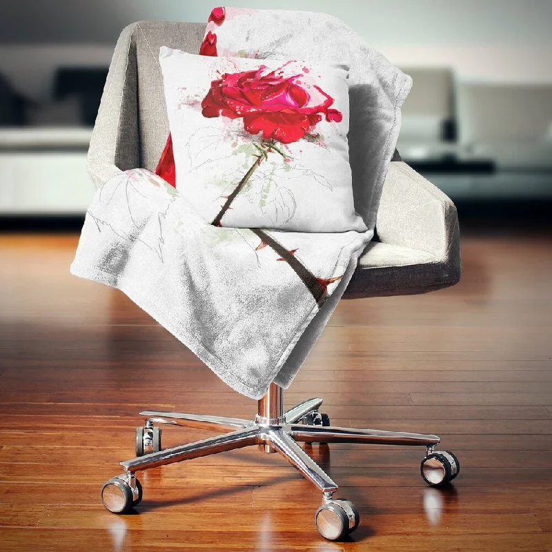 Mohair blankets with a unique sheen and softnessMohair blankets with a unique sheen and softnessDesignart 'Rose Sketch with Stem on White' Flower Throw Blanket