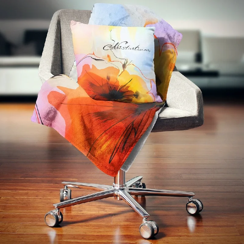 Rayon from bamboo blankets for a silky and breathable feelRayon from bamboo blankets for a silky and breathable feelDesignart 'Watercolor Nasturtium Flower' Floral Throw Blanket