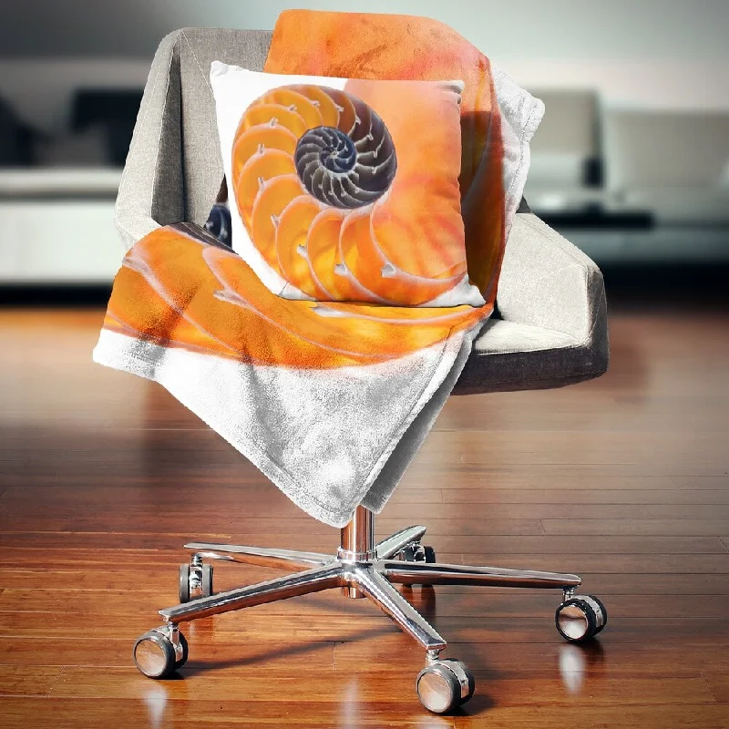 Chenille blankets with a thick and fuzzy textureChenille blankets with a thick and fuzzy textureDesignart 'Orange Nautilus Shell' Contemporary Throw Blanket