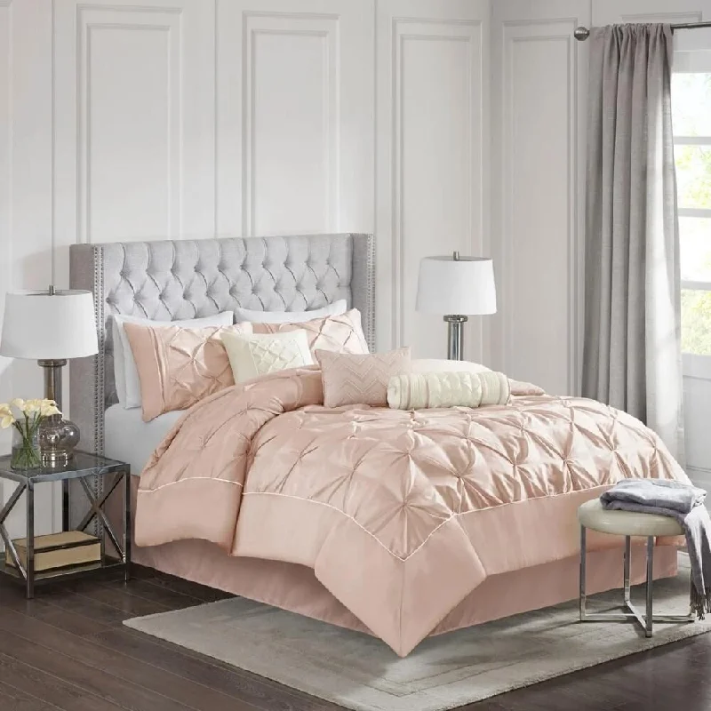 Chenille blankets with a thick and fuzzy textureChenille blankets with a thick and fuzzy texture7pc Queen Embroidery Tufted Comforter Set Blush