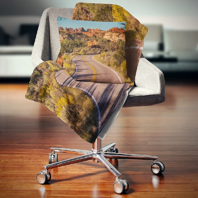 Mohair blankets with a unique sheen and softnessMohair blankets with a unique sheen and softnessDesignart 'Road in Rocky American Prairie' Landscape Fleece Throw Blanket