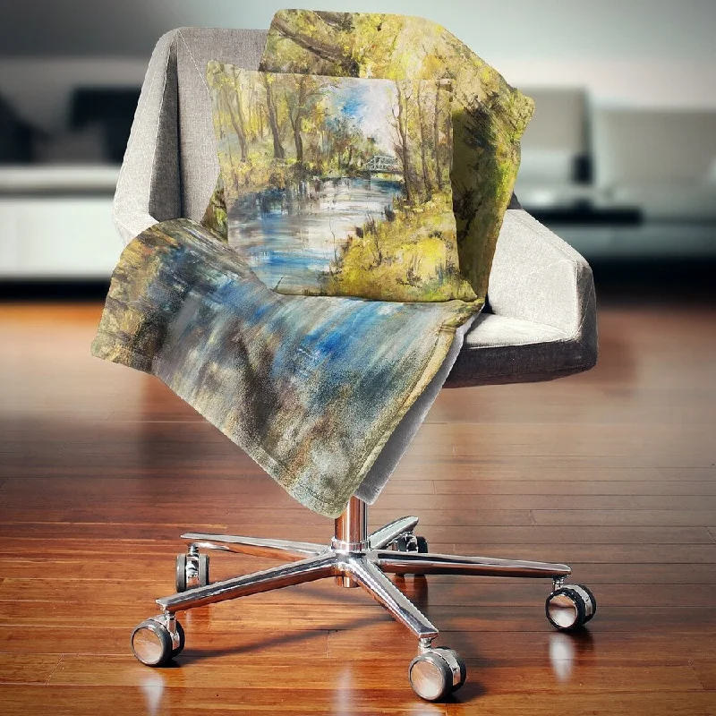 Bamboo fiber blankets with natural antibacterial propertiesBamboo fiber blankets with natural antibacterial propertiesDesignart 'Bridge Over River Oil Painting' Landscape Painting Throw Blanket