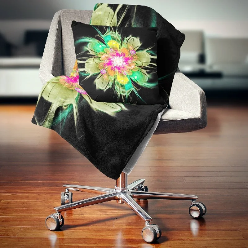 Recycled polyester blankets for an eco - conscious optionRecycled polyester blankets for an eco - conscious optionDesignart 'Ideal Fractal Flower Digital Art in Green' Floral Throw Blanket