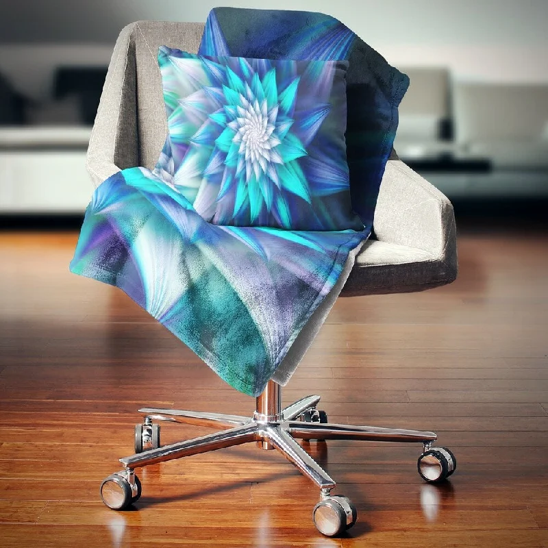 Chenille blankets with a thick and fuzzy textureChenille blankets with a thick and fuzzy textureDesignart 'Large Blue Alien Fractal Flower' Floral Throw Blanket