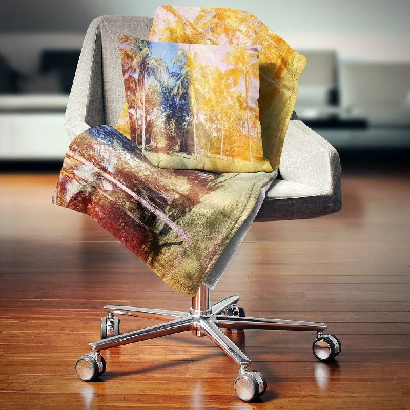 Chenille blankets with a thick and fuzzy textureChenille blankets with a thick and fuzzy textureDesignart 'Retro Palms in Yellow Shade' Landscape Painting Throw Blanket