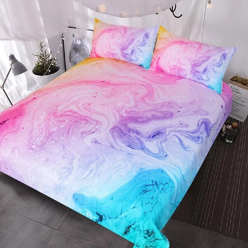 Microfiber blankets that are durable and easy to care forMicrofiber blankets that are durable and easy to care forTwin Size Colorful Marble Bedding Watercolor Pastel Pink Blue