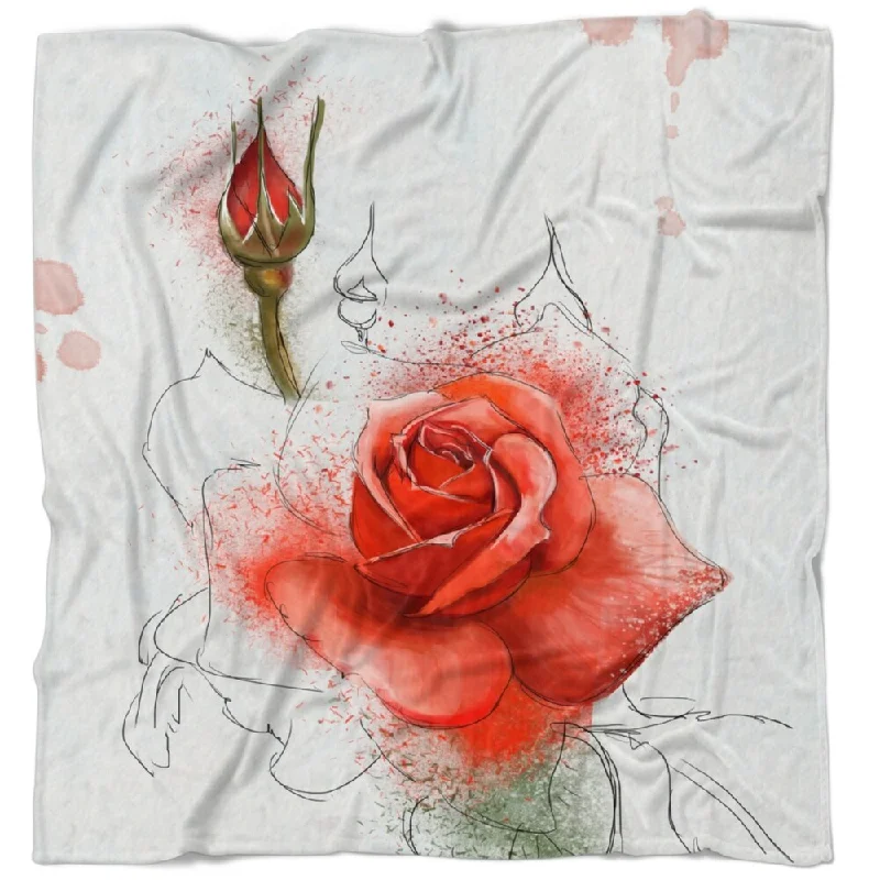 Silk blankets with a smooth and elegant touchSilk blankets with a smooth and elegant touchDesignart 'Red Watercolor Rose Sketch' Floral Throw Blanket