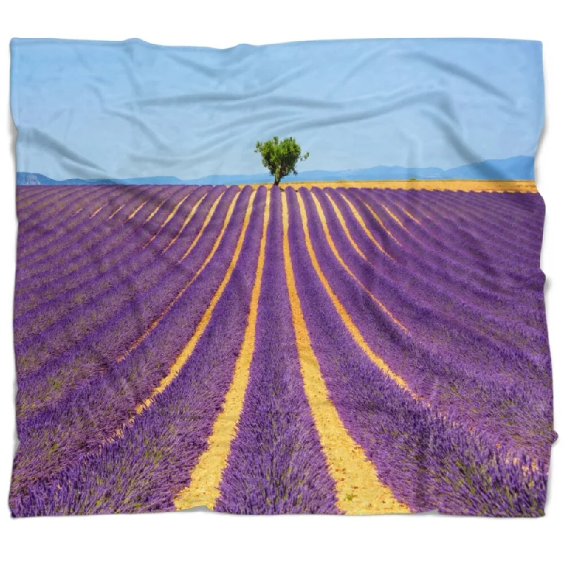 Cotton blankets for breathability and a lightweight feelCotton blankets for breathability and a lightweight feelDesignart 'Lonely Uphill Tree in Lavender Field' Landscape Wall Throw Blanket