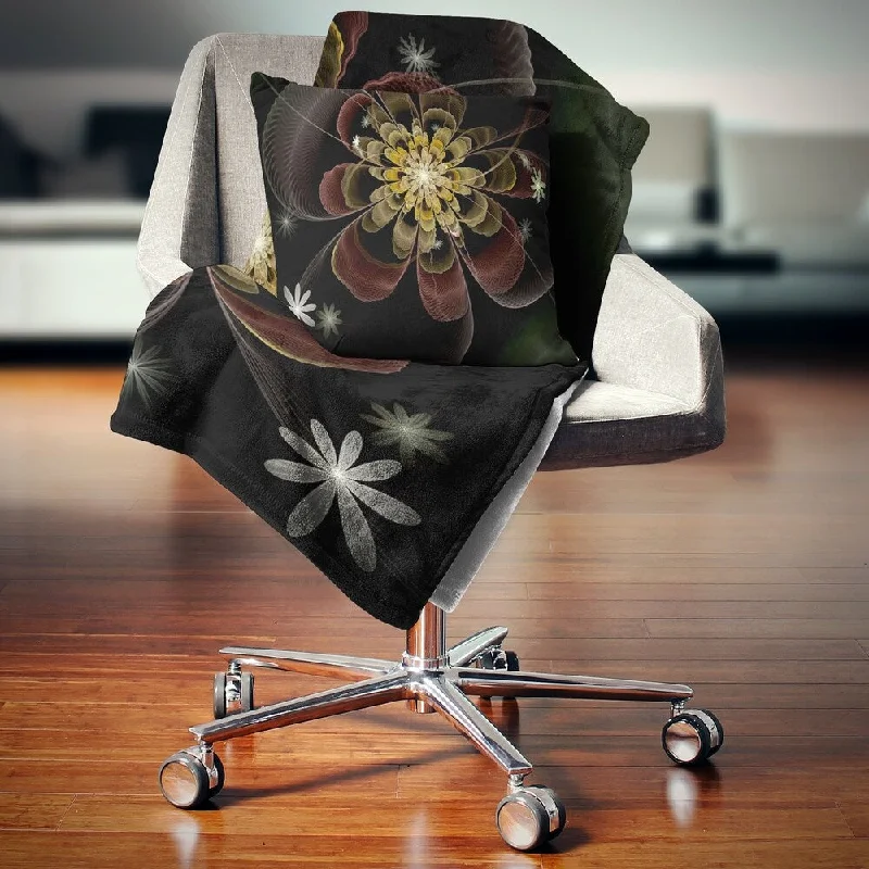 King - size blankets to cover large beds comfortablyKing - size blankets to cover large beds comfortablyDesignart 'Brown Fractal Flower with Silver stars' Floral Throw Blanket