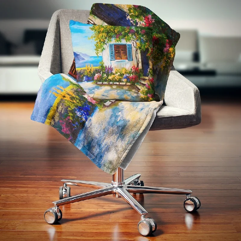 Queen - size blankets for standard - sized bedsQueen - size blankets for standard - sized bedsDesignart 'House Near Sea Oil Painting' Landscape Painting Throw Blanket