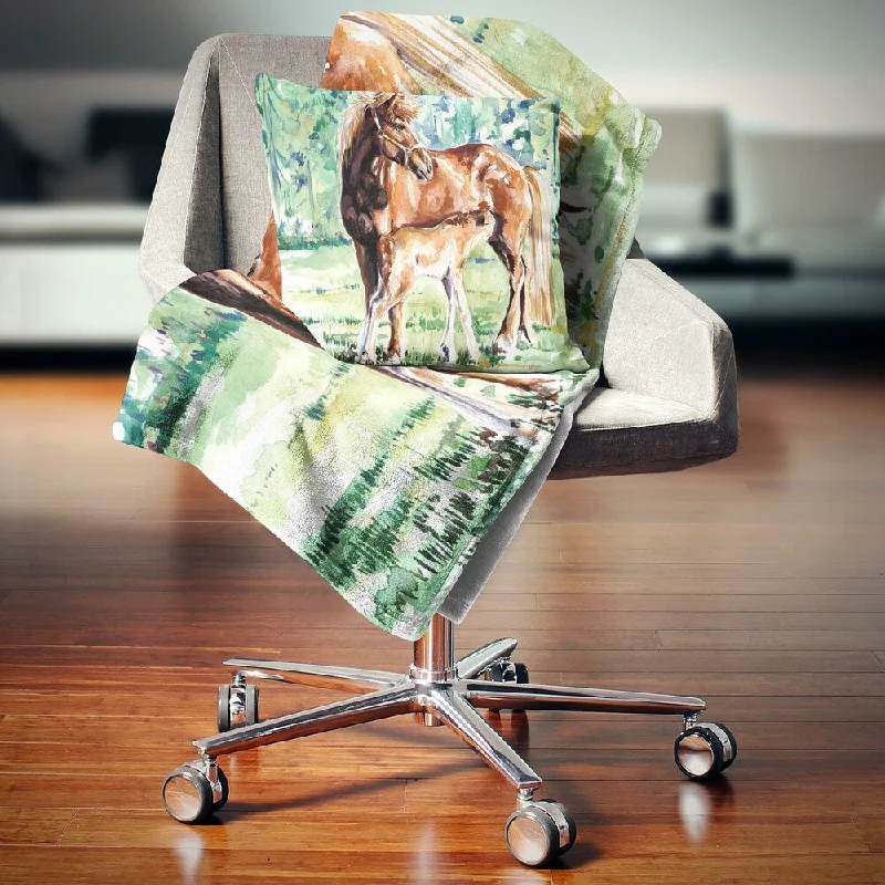 Recycled polyester blankets for an eco - conscious optionRecycled polyester blankets for an eco - conscious optionDesignart 'Mare and Foal Watercolor' Abstract Throw Blanket