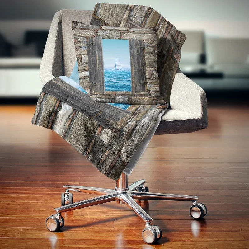 Wool blankets with natural warmth and insulationWool blankets with natural warmth and insulationDesignart 'Window Open To Sailing Boat' Seascape Throw Blanket