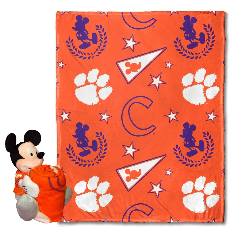 Rayon from bamboo blankets for a silky and breathable feelRayon from bamboo blankets for a silky and breathable feelCOL - COB 312 Clemson Pennant Mickey Hugger Pillow & Silk Touch Throw Set