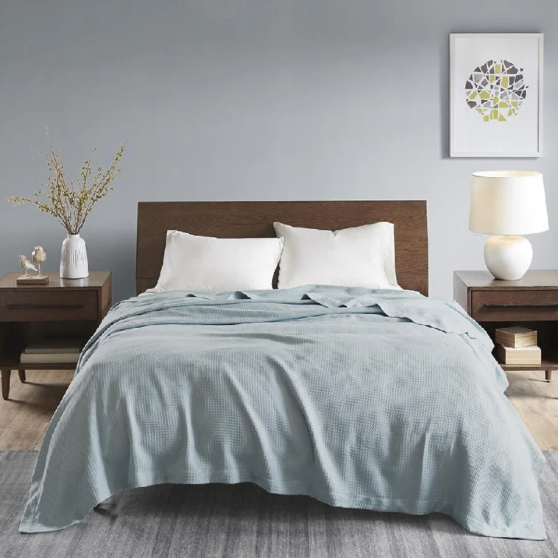 Recycled polyester blankets for an eco - conscious optionRecycled polyester blankets for an eco - conscious optionFull/Queen 100% Certified Egyptian Cotton Bedding Blanket Light Blue