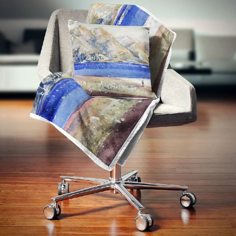 King - size blankets to cover large beds comfortablyKing - size blankets to cover large beds comfortablyDesignart 'Mountains and Blue Sea' Landscape Fleece Throw Blanket
