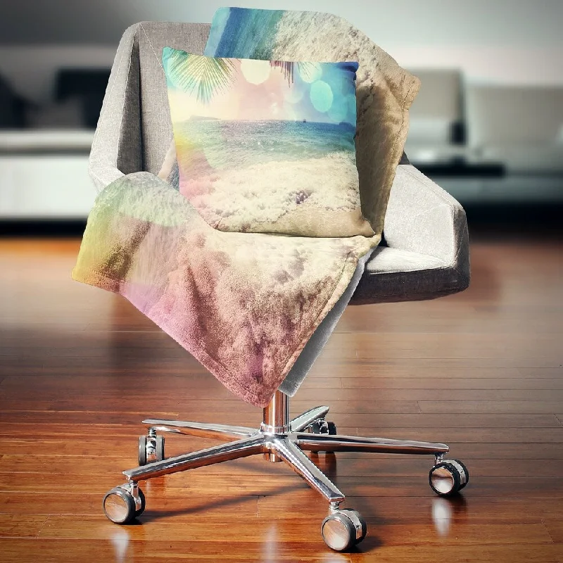 Mohair blankets with a unique sheen and softnessMohair blankets with a unique sheen and softnessDesignart 'Colorful Serenity Tropical Beach' Seashore Throw Blanket