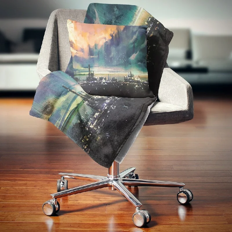 Wool blankets with natural warmth and insulationWool blankets with natural warmth and insulationDesignart 'Abstract Sci fi City Watercolor' Photography Throw Blanket