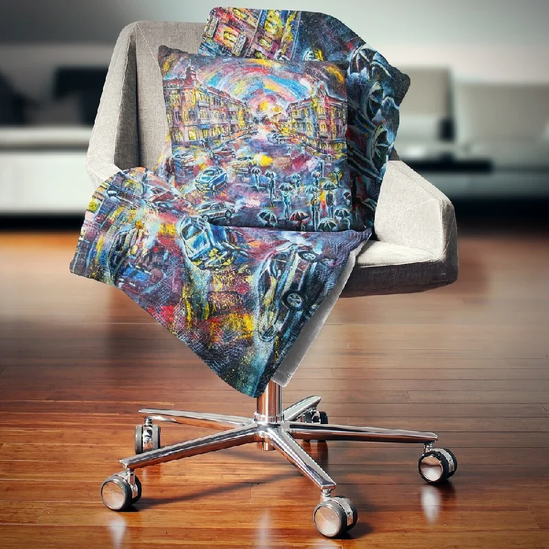 Chenille blankets with a thick and fuzzy textureChenille blankets with a thick and fuzzy textureDesignart 'Surreal City at Night' Cityscape Throw Blanket