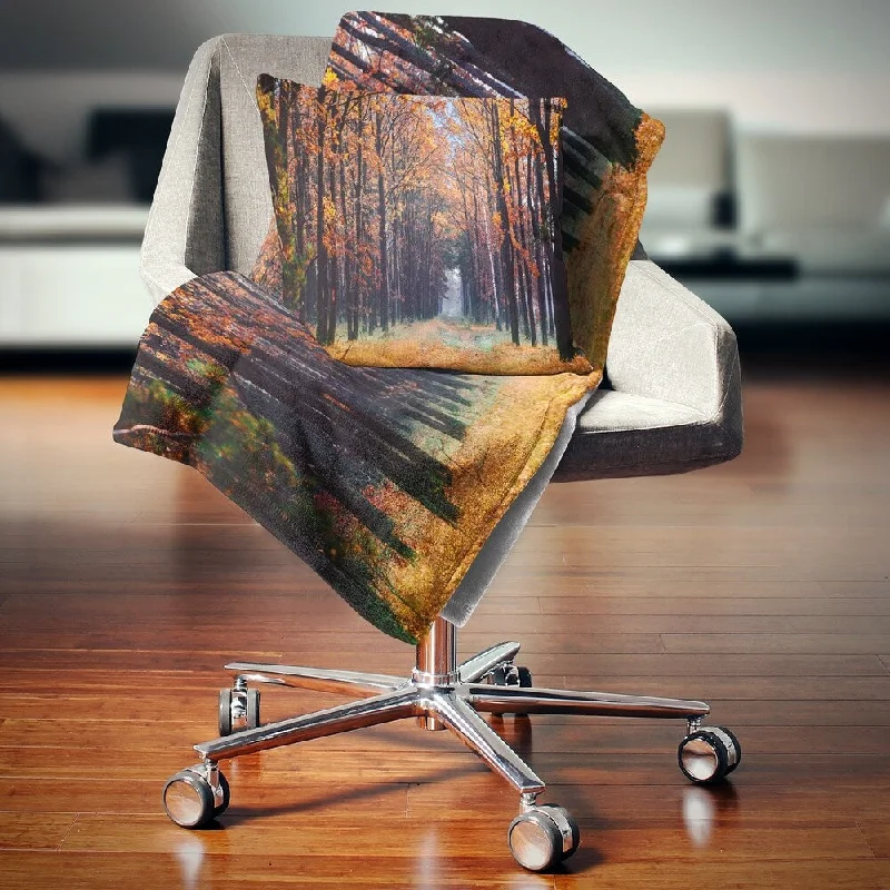 Bamboo fiber blankets with natural antibacterial propertiesBamboo fiber blankets with natural antibacterial propertiesDesignart 'Alley in the Dense Autumn Forest' Forest Throw Blanket