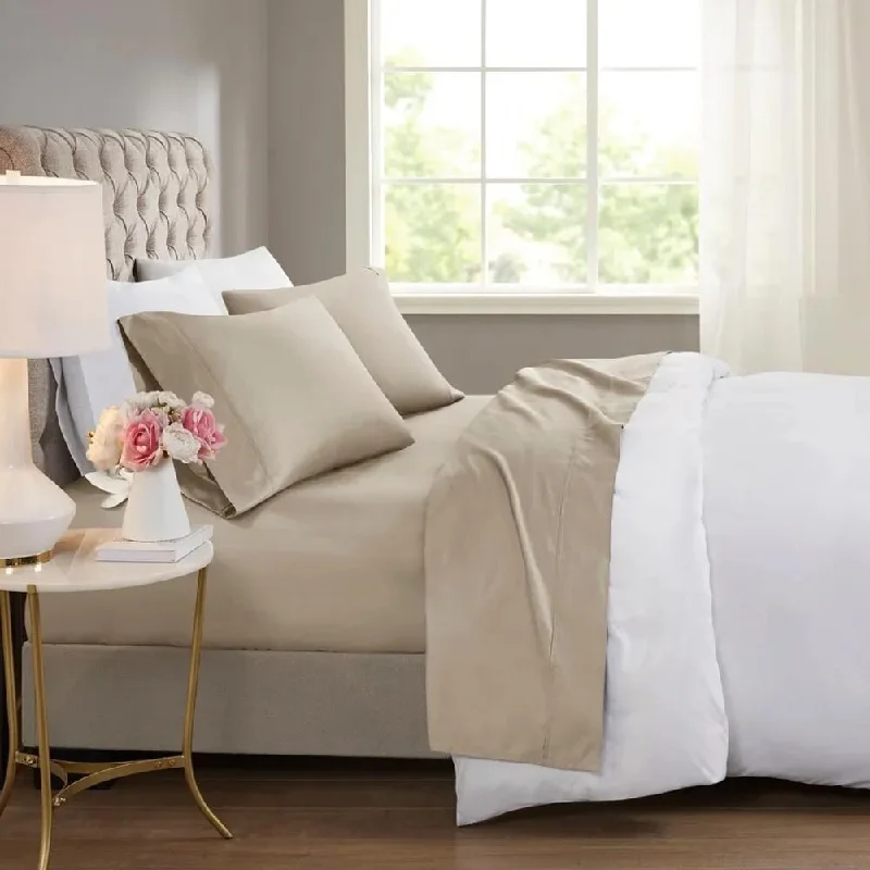 Linen blankets with a rustic and textured lookLinen blankets with a rustic and textured look4pc Full 600 Thread Count Cooling Cotton Blend Sheet Set Khaki