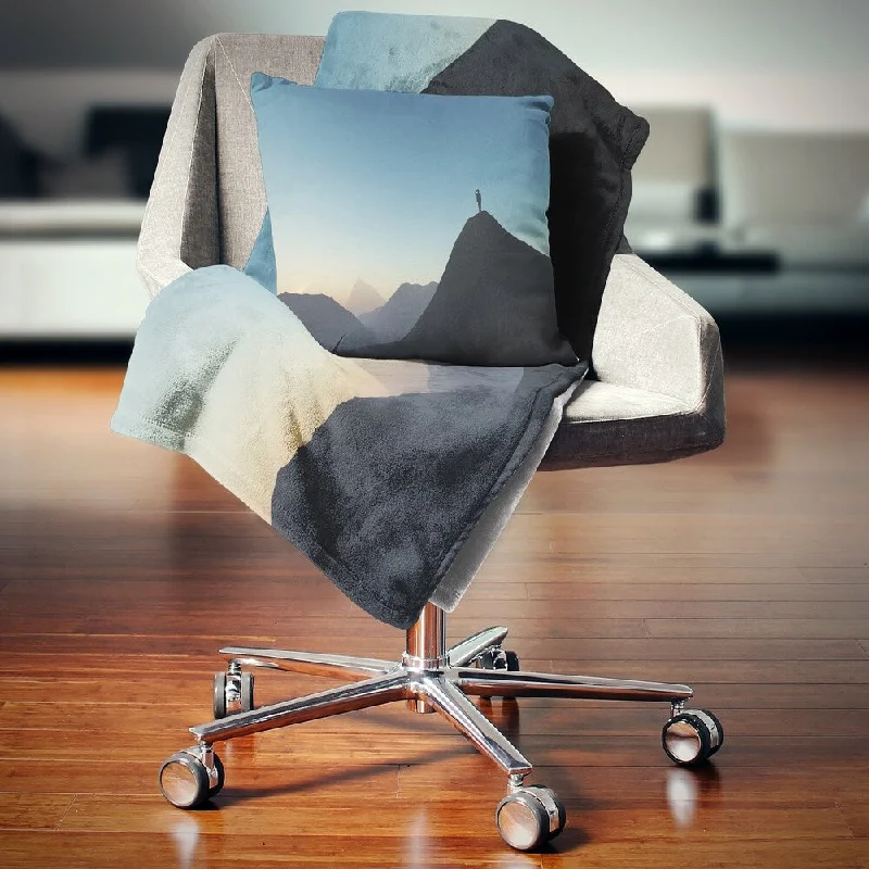 King - size blankets to cover large beds comfortablyKing - size blankets to cover large beds comfortablyDesignart 'Man Looking from Mountain' Landscape Fleece Throw Blanket
