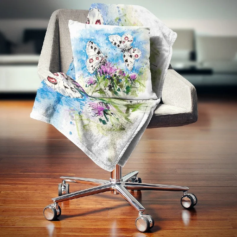 Silk blankets with a smooth and elegant touchSilk blankets with a smooth and elegant touchDesignart 'Apollo Butterflies Illustration on Blue' Floral Throw Blanket