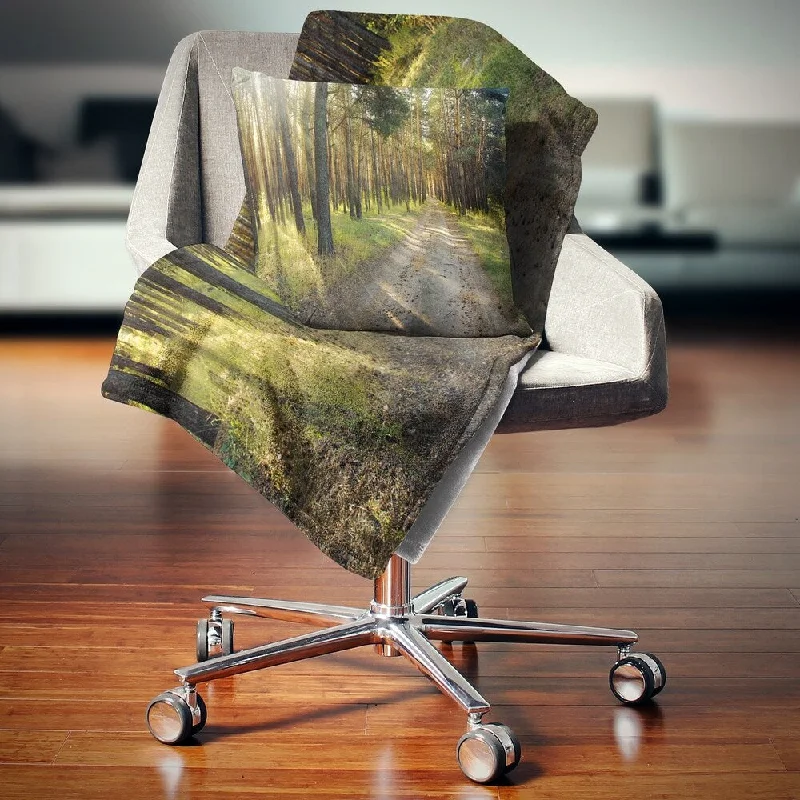 Recycled polyester blankets for an eco - conscious optionRecycled polyester blankets for an eco - conscious optionDesignart 'Road Through Green Pine Forest' Landscape Photography Throw Blanket