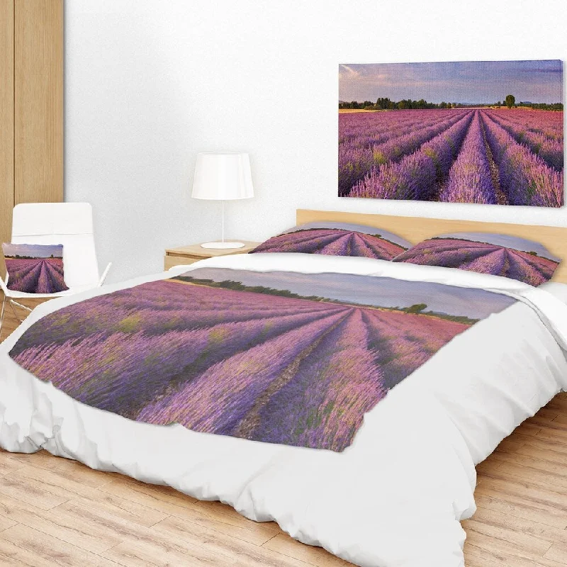Recycled polyester blankets for an eco - conscious optionRecycled polyester blankets for an eco - conscious optionDesignart 'Lavender Flower Rows in France' Landscape Fleece Throw Blanket