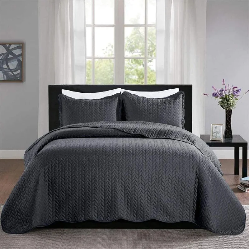 Synthetic fiber blend blankets for a budget - friendly choiceSynthetic fiber blend blankets for a budget - friendly choice3pc Twin Embossed Quilted Bedspread Reversible Charcoal