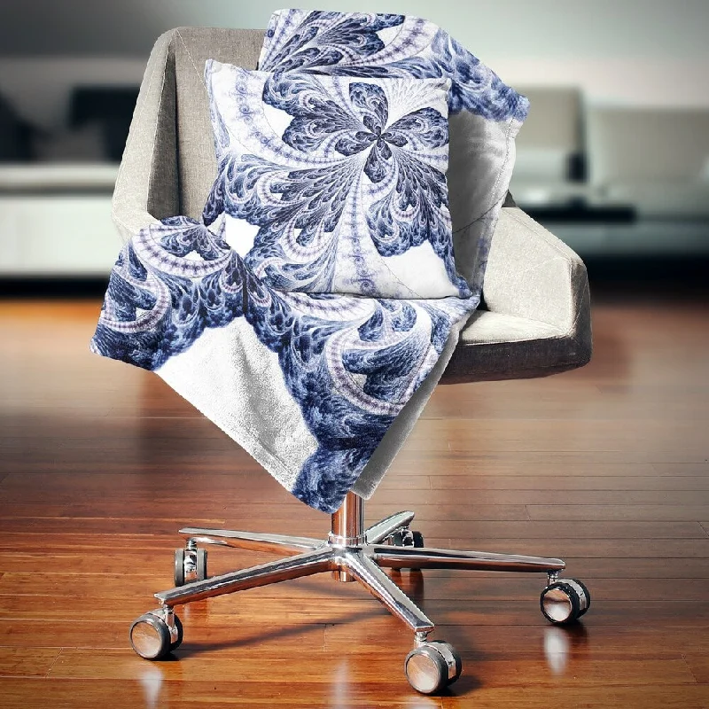 Queen - size blankets for standard - sized bedsQueen - size blankets for standard - sized bedsDesignart 'Symmetrical Tight Blue Fractal Flower' Floral Throw Blanket