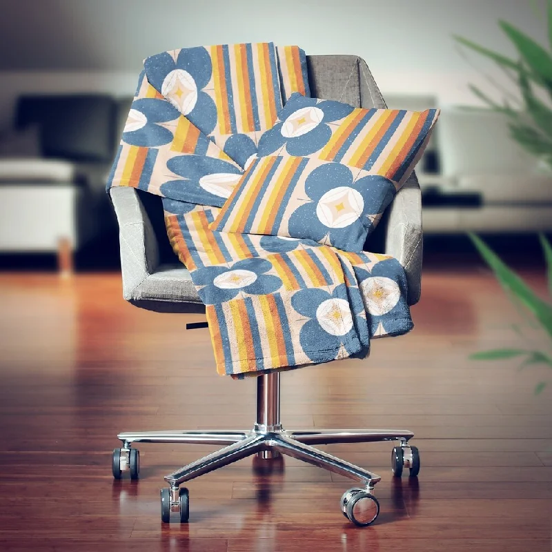 Microfiber blankets that are durable and easy to care forMicrofiber blankets that are durable and easy to care forDesignart' Retro Floral Pattern XI' Modern Throw Blanket - 71x59