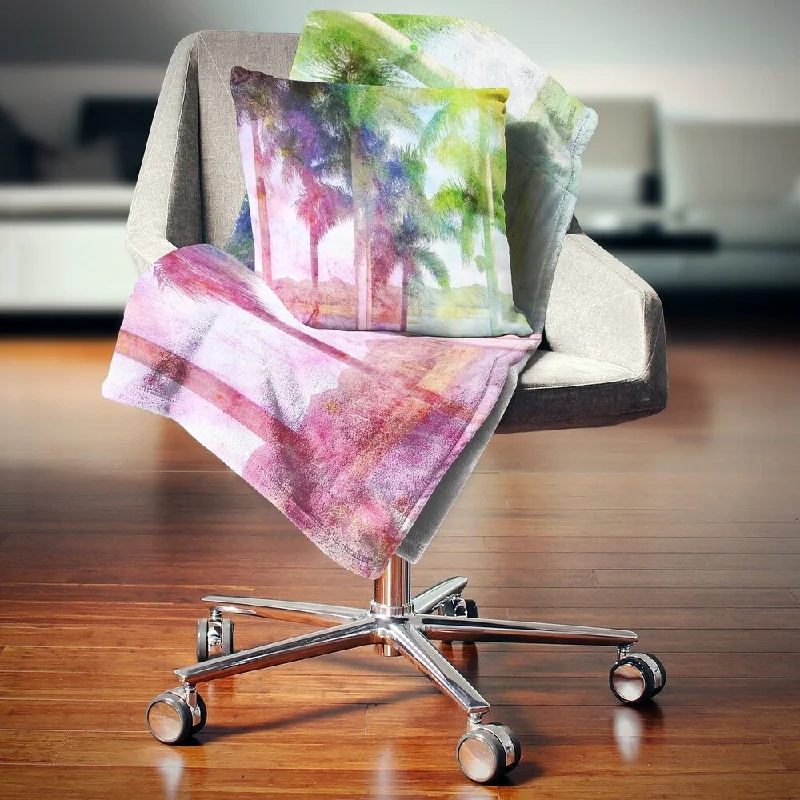 Synthetic fiber blend blankets for a budget - friendly choiceSynthetic fiber blend blankets for a budget - friendly choiceDesignart 'Green Retro Palm Trees' Landscape Painting Throw Blanket