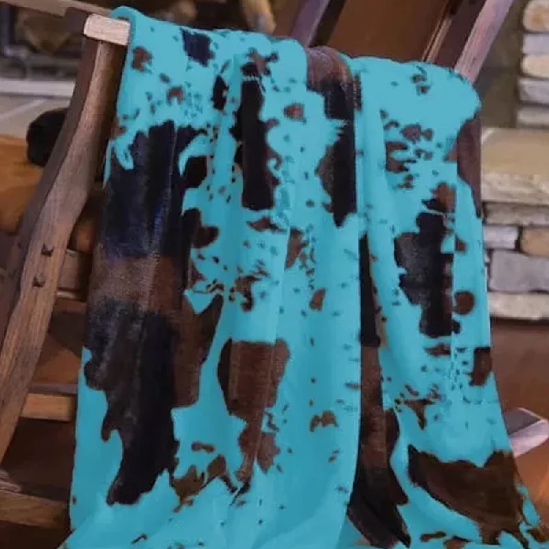 Rayon from bamboo blankets for a silky and breathable feelRayon from bamboo blankets for a silky and breathable feel50" x 60" Cowhide Throw Turquoise