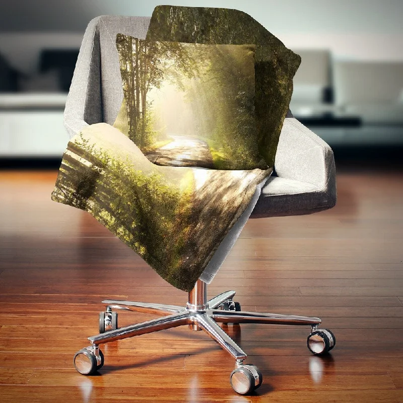 Recycled polyester blankets for an eco - conscious optionRecycled polyester blankets for an eco - conscious optionDesignart 'Bright Sunlight in Fall Forest' Landscape Photo Throw Blanket