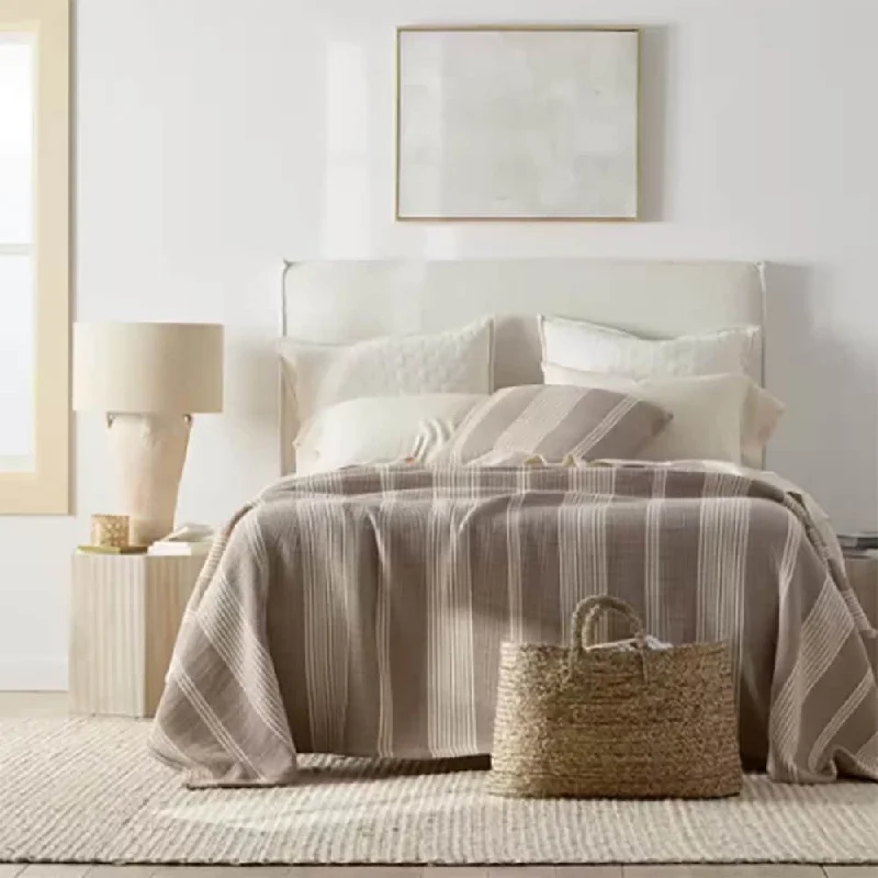 Mohair blankets with a unique sheen and softnessMohair blankets with a unique sheen and softnessFull/Queen Stripe Cotton Striped Knitted Blanket Taupe